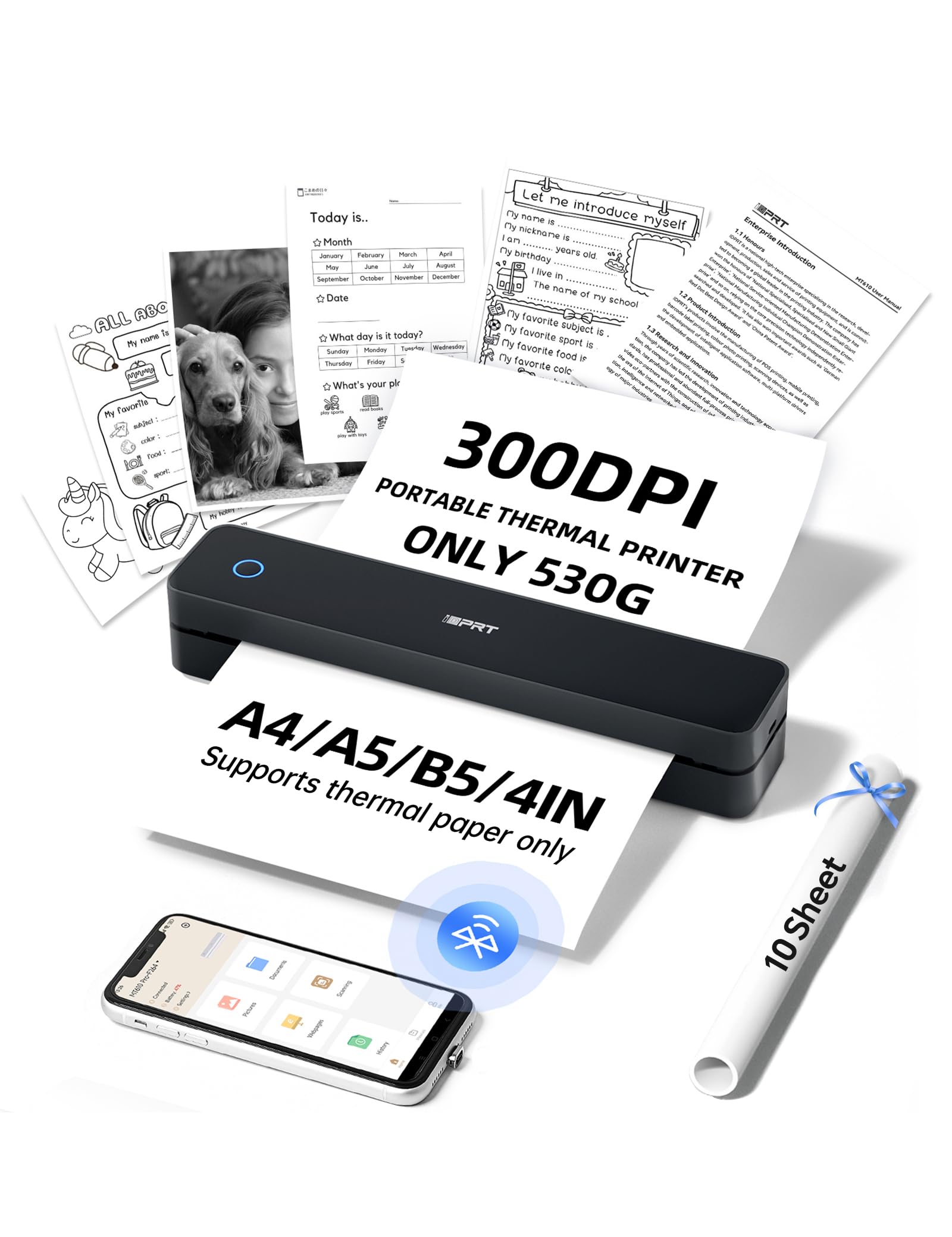 HPRT MT610 ポータブルプリンター ワイヤレス　新品未使用 Amazon.com: iDPRT MT610 Pro Portable Thermal Printer, 300DPI