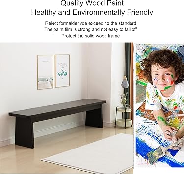 Black Entryway Wood Dining Bench Seat Wooden Bench Indoor End of Bed Bench Farmhouse Narrow Window Bench for Bedroom Dining Table Living Room Kitchen Hallway(100cm/39in)