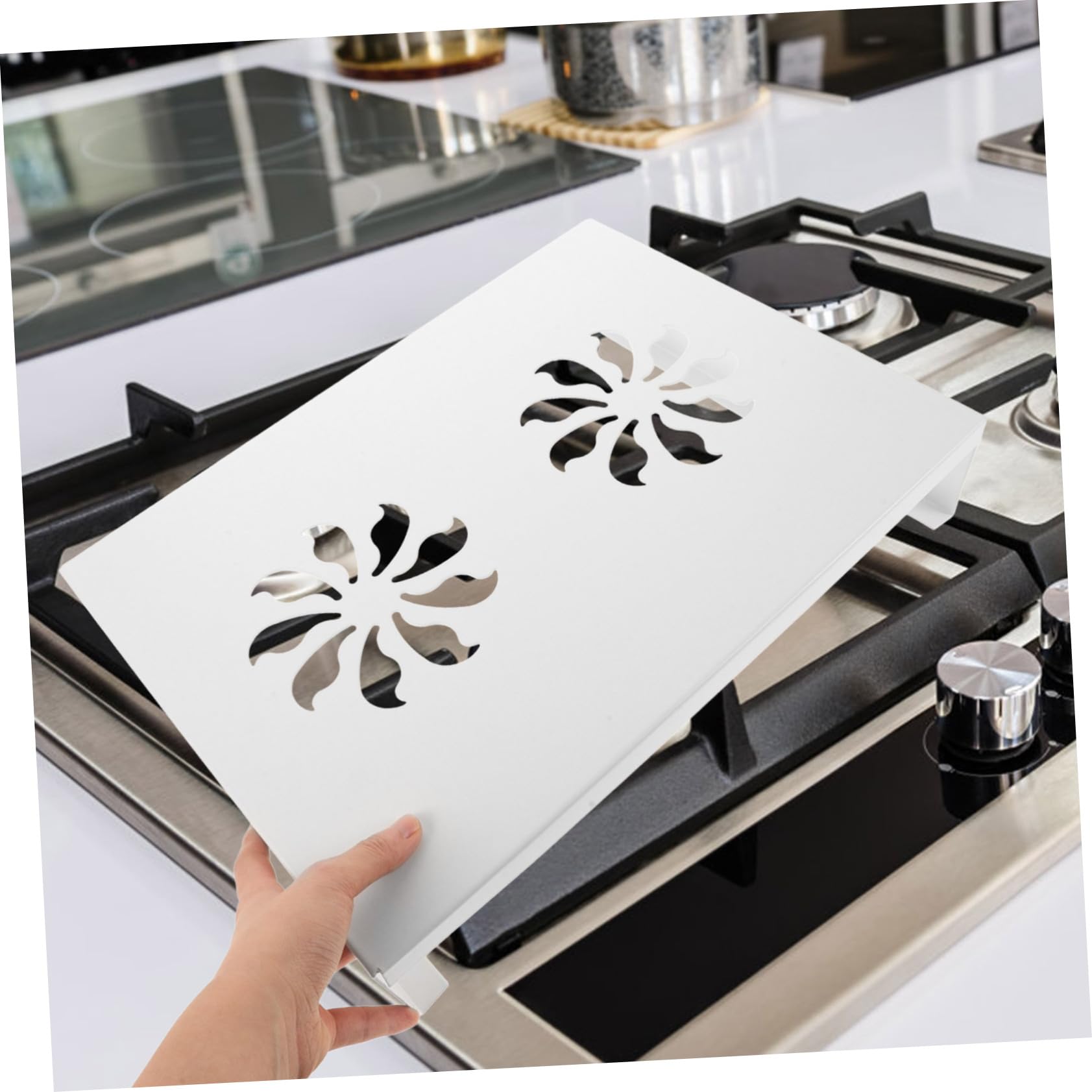 Tofficu Anello di Supporto per Wok per Piano Cottura Elettrico, in Acciaio al Carbonio Bianco, Robusto e Multifunzione, per Cucina e Conservazione