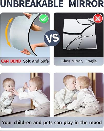 Miniatura 4 de Espejo de pared irrompible de longitud completa barato espejo sobre la puerta extra grueso de 18 32 x 8 pulgadas hecho de acrílico de plexiglás
