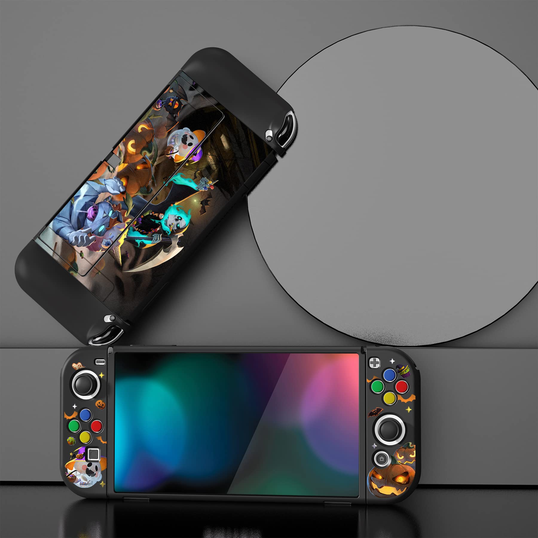 PlayVital ZealProtect Coque de Protection Souple pour Nintendo Switch OLED, Coque de Protection Flexible Joycon pour Switch OLED avec Capuchons de Pouce et Capuchons de Bouton ABXY Direction –