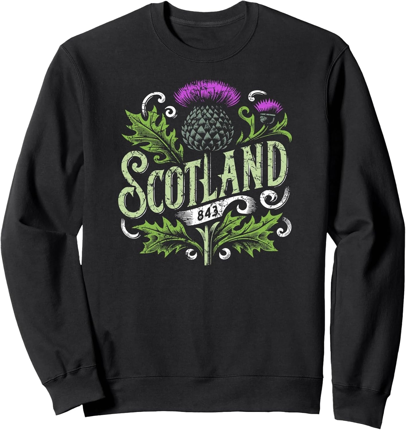 Scotland Thistle 843 Distressed Color Print Sweatshirt