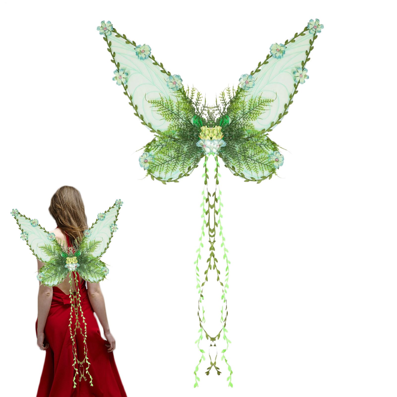 Fairy Wings for Adults - Widely Applied, Butterfly Wings with Vines | Women's Fashion for Party Stage Performance Cosplay Holiday Pride Christmas Halloween Garden Event Green