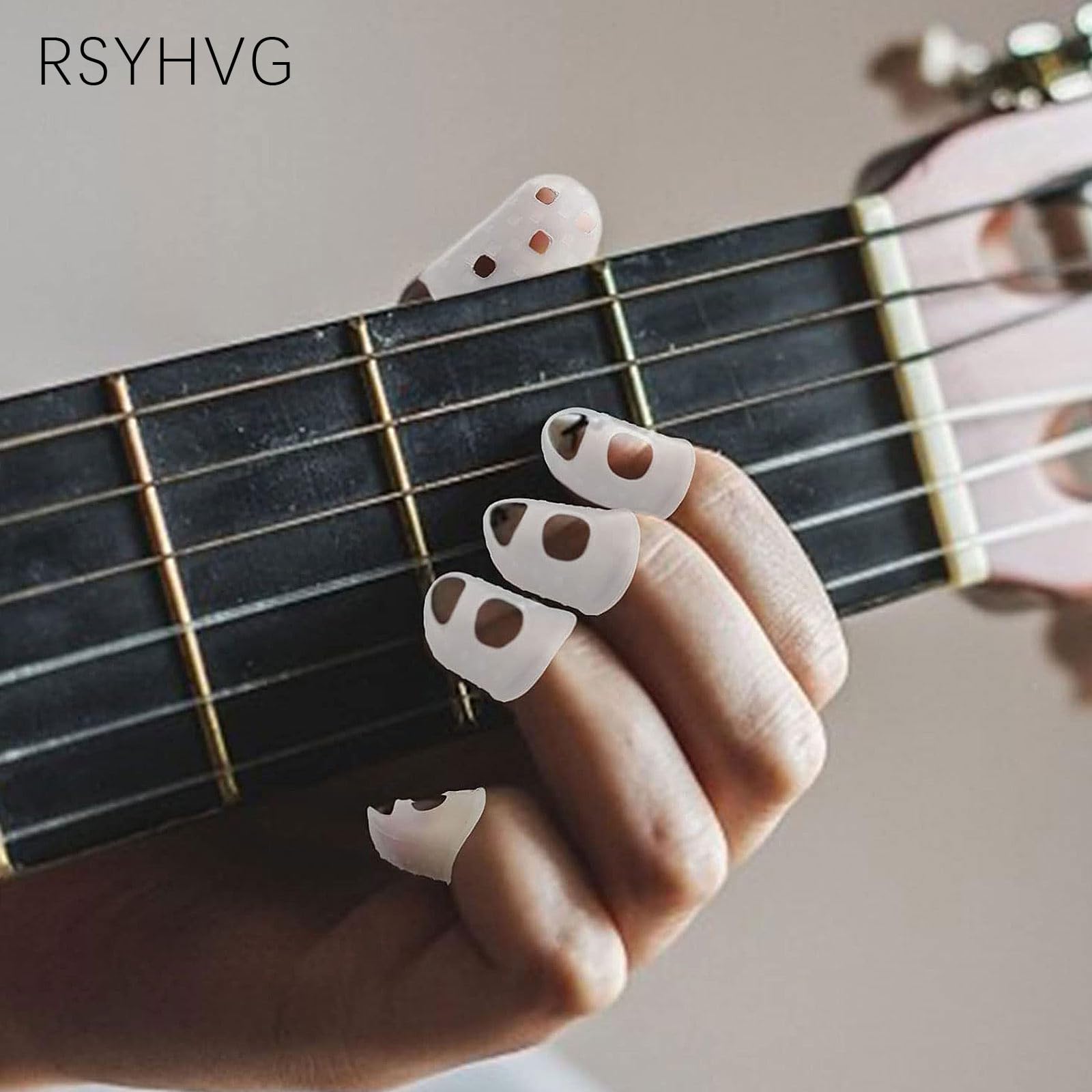 RSYHVG 50 Pieces Silicone Guitar Fingertip Protectors 5 Sizes Finger Guards Fingertip Protection Covers Caps Anti Slip Finger Pads for Playing Musical Instruments Sewing - Image 4
