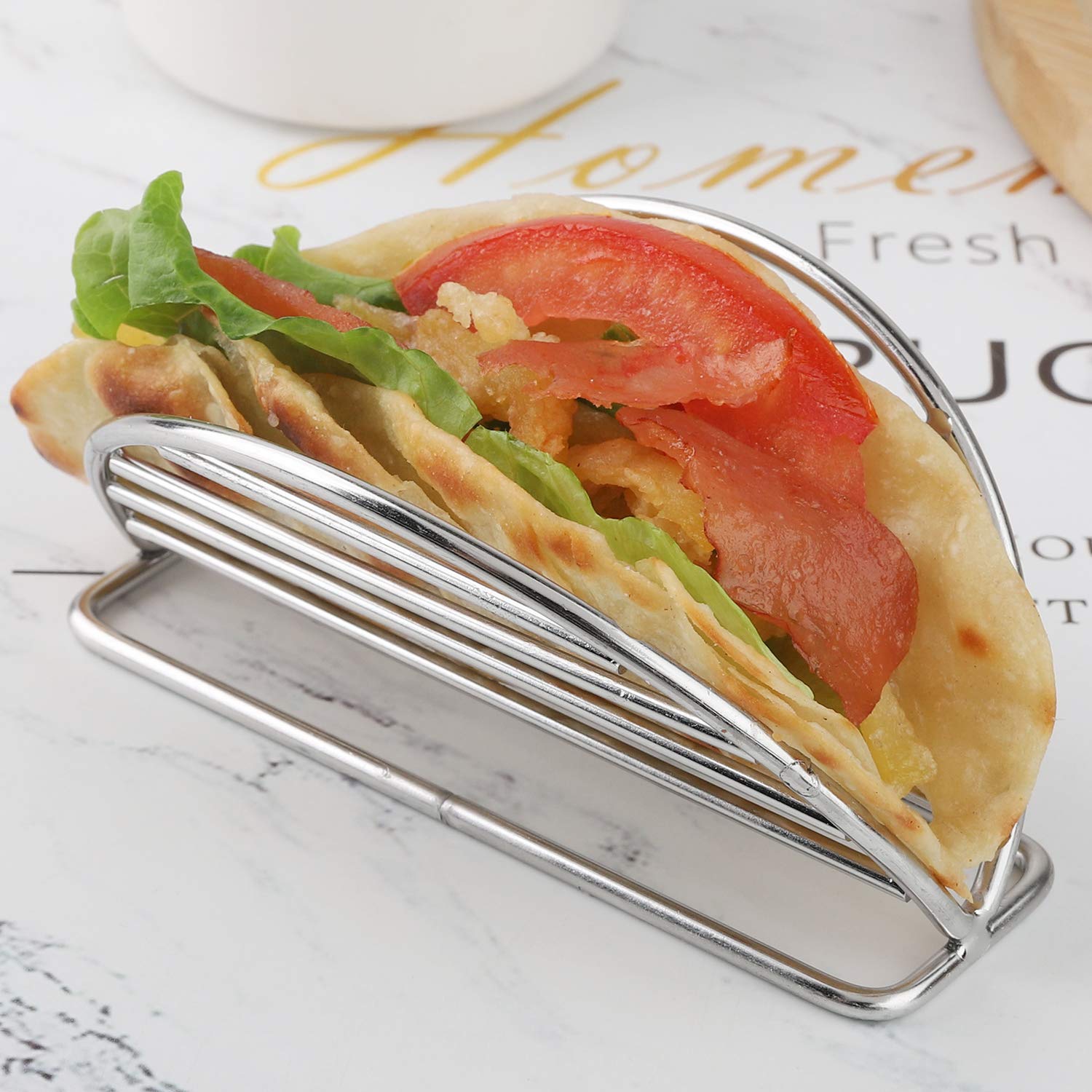 Support à tacos en acier inoxydable pour tortillas, burritos, fêtes et restaurants