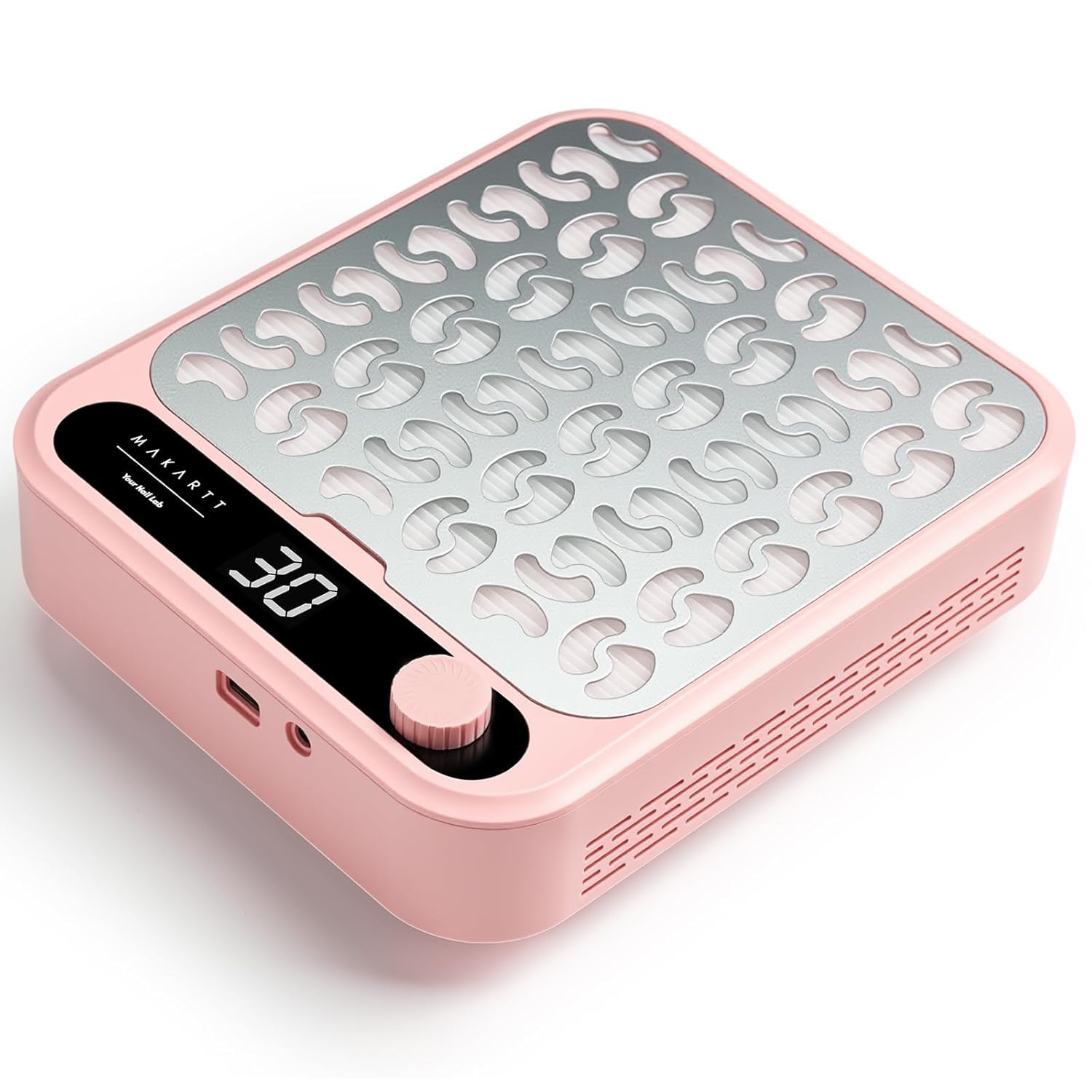 Makartt Nail Dust Collector - Professional Powerful Suction Larina Vacuum Fan Nail Dust Extractor with LED Display, Reusable Filter for Acrylic Nails Polishing Manicure Salon Home Pink