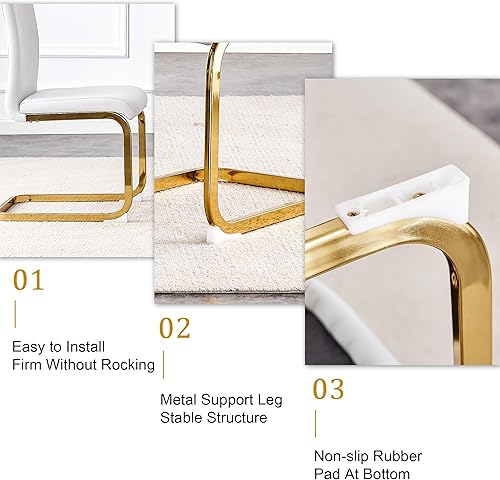 Miniatura 25 de JUFU Juego de Mesa de Comedor para 6, Mesa de Mármol Sintético y Juego de Sillas de 6, Juego de Mesa de Comedor Moderno para 6, Juego de Mesa de