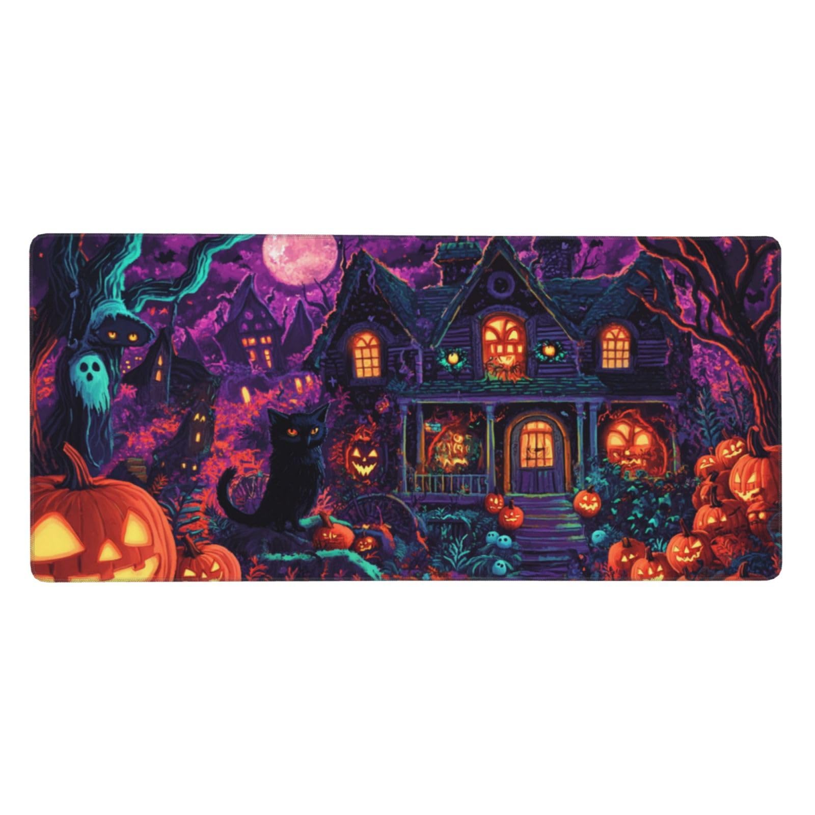 Cartone animato Tappetino Gaming 900x400x3mm XXL Grande Tappetino ScrivaniaHalloween, Bordi Cuciti Tappetino per Mouse ad Tracciamento Precisione Migliora precisione e velocità,Accessori Ufficio-z360