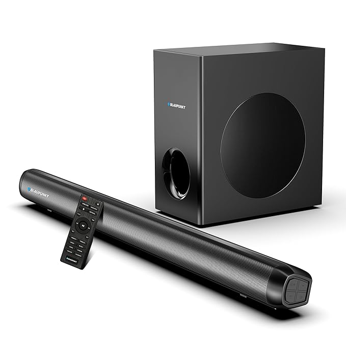 Blaupunkt Newly Launched SBW Chicago 50 2.1 CH Soundbar with Wired Subwoofeer I 160W RMS I HDMI-ARC I Bluetooth I AUX I USB I Remote Control with Equalizer