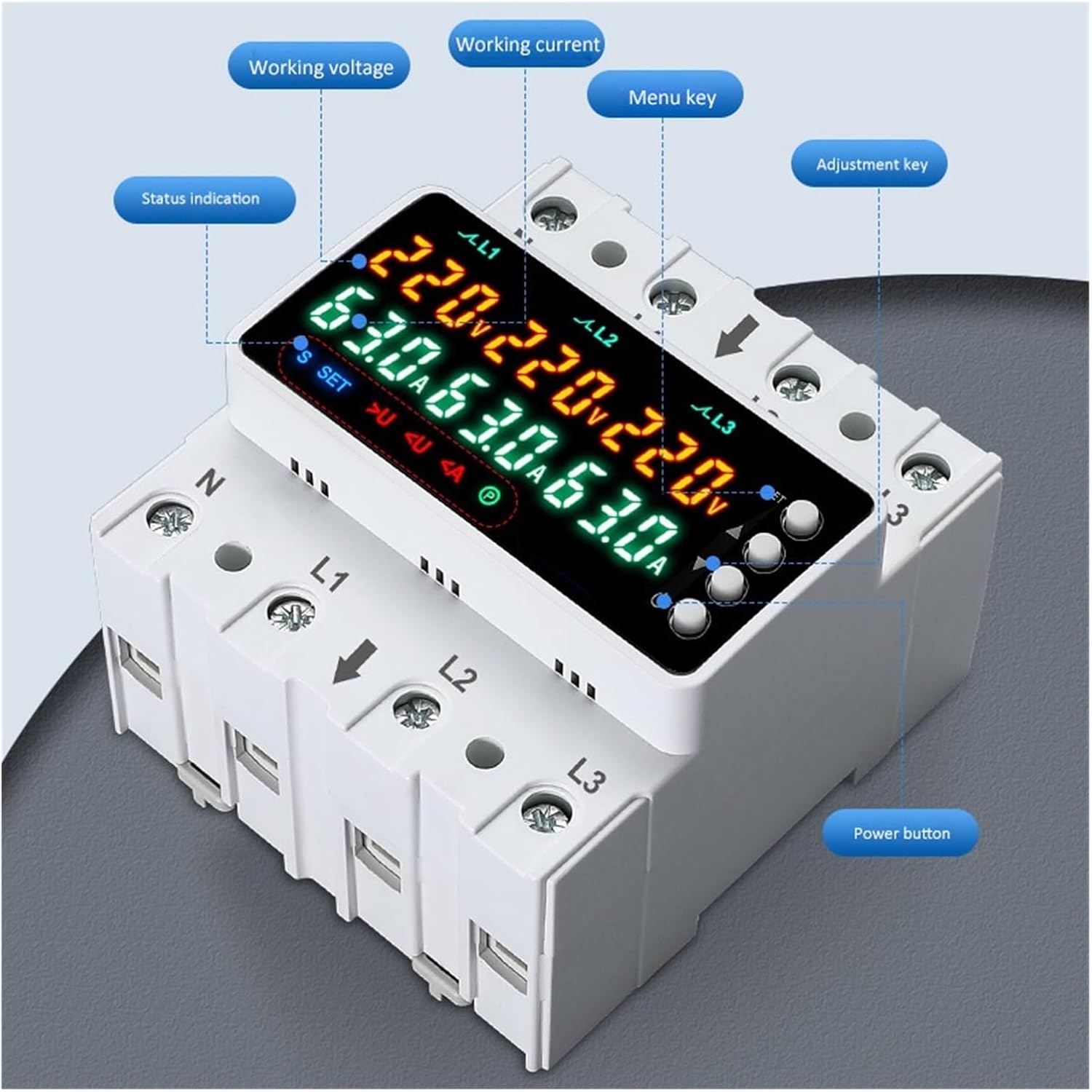 AC 220V electricity meter, three-phase four-wire, 63A/100A(Orange)