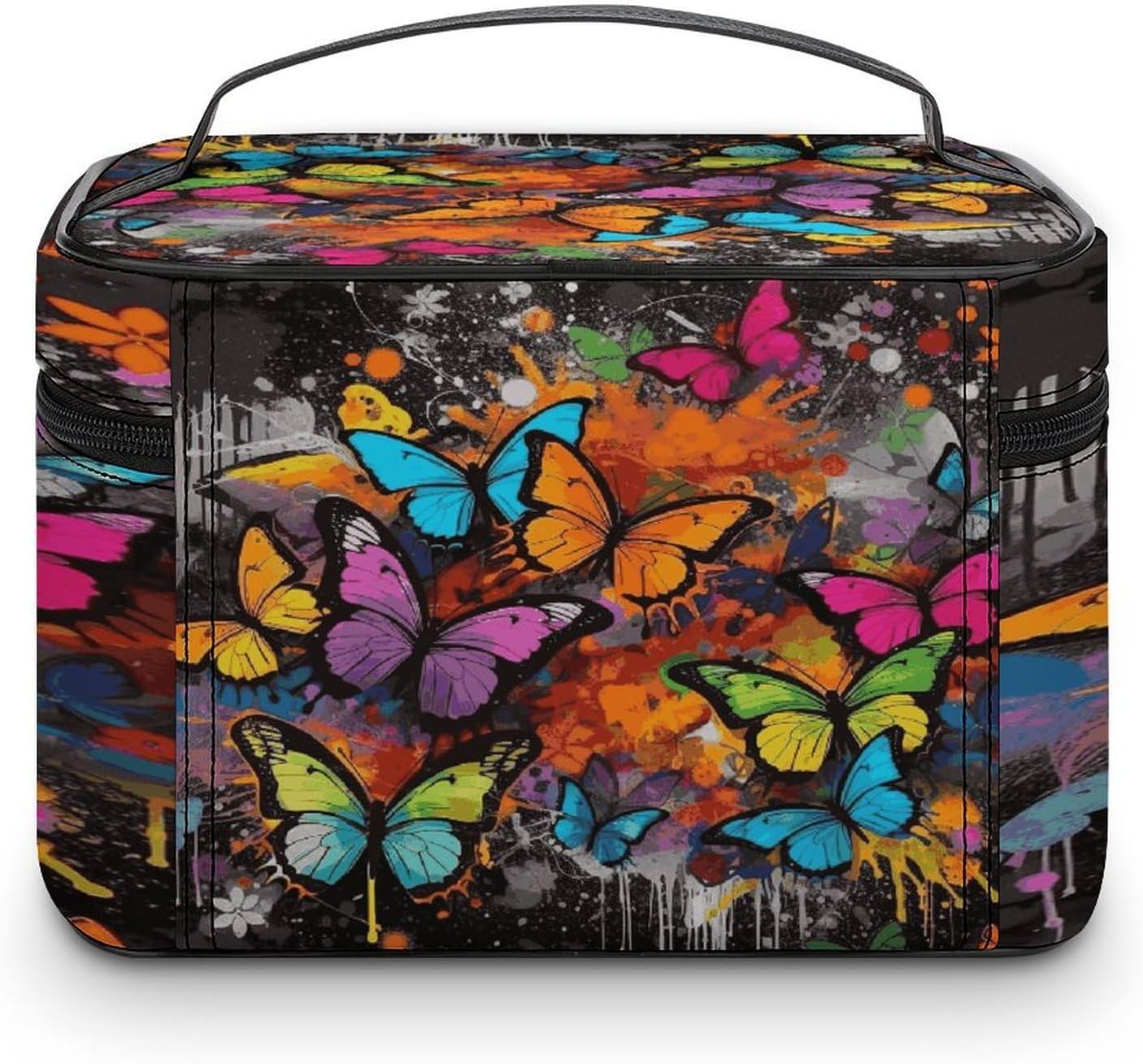 Art Graffiti Butterflies Print Travel Makeup Bag Cosmetic Bag Toiletry Bags image 3