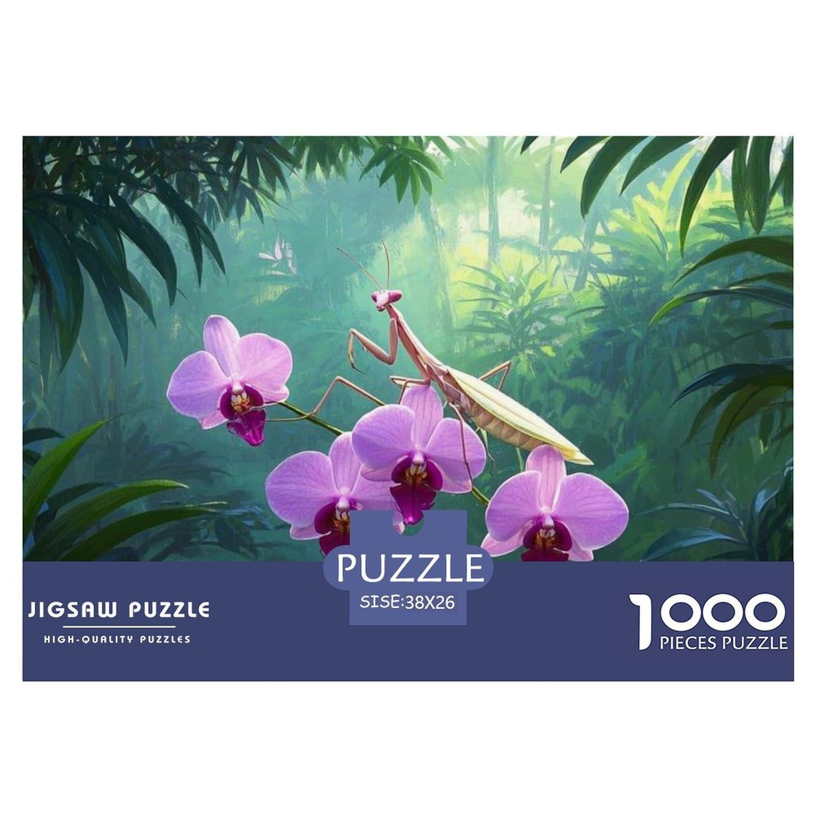 Puzzle Hymenopus Coronatus 1000 Piece Challenge Toy for Adults,Tropical Forests Impossible Jigsaw Puzzles 1000 Piece Educational Game 38x26cm/1000pcs — image 1