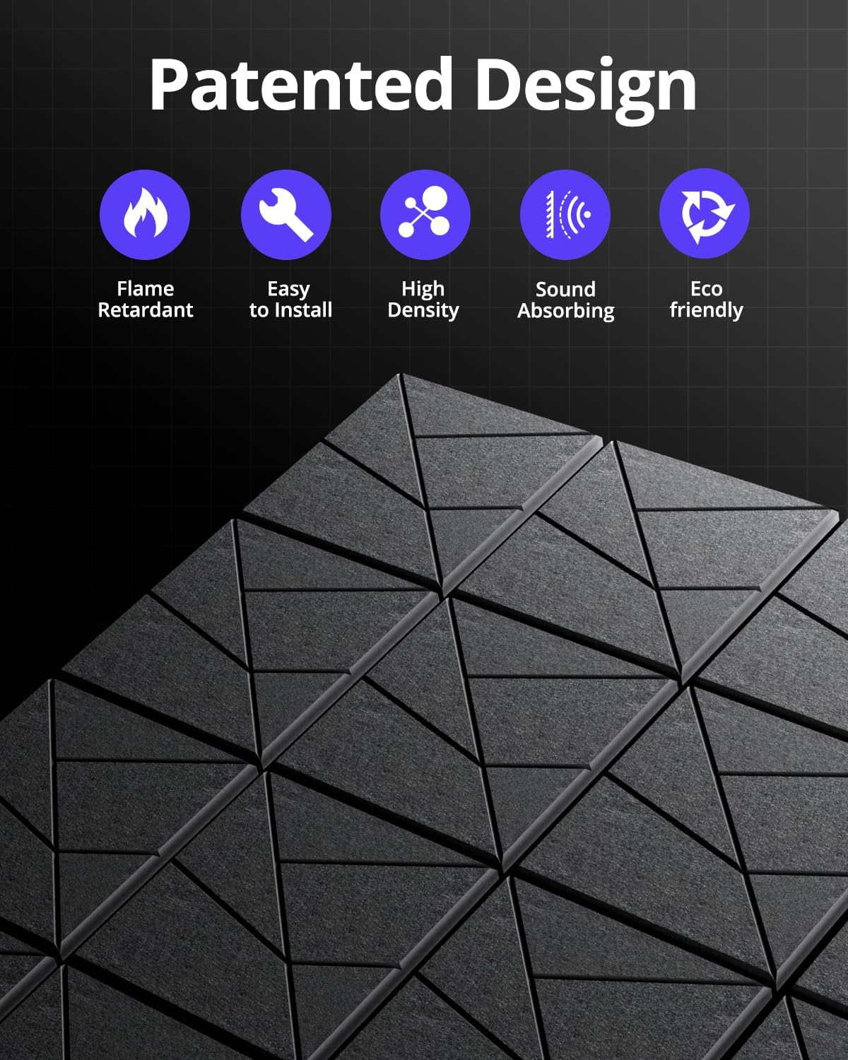 Soundproof Wall Panels, Acoustic Self-Adhesive Sound Proof Panels for Walls, High Density Studio Acoustic Panels, 12''×12''×0.4", 18pcs