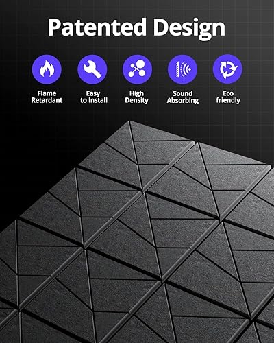 Miniatura 5 de Paneles de pared insonorizados, paneles acústicos autoadhesivos a prueba de sonido para paredes, paneles acústicos de estudio de alta densidad, 12 x