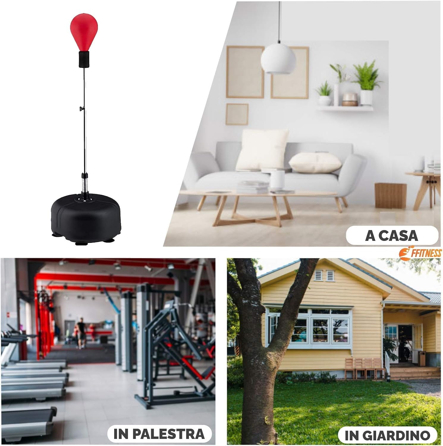 PUNCHING BALL PER ADULTI H MAX 160CM SACCO BOXE DA TERRA SFERA DA PUNZONATURA X ALLENAMENTO