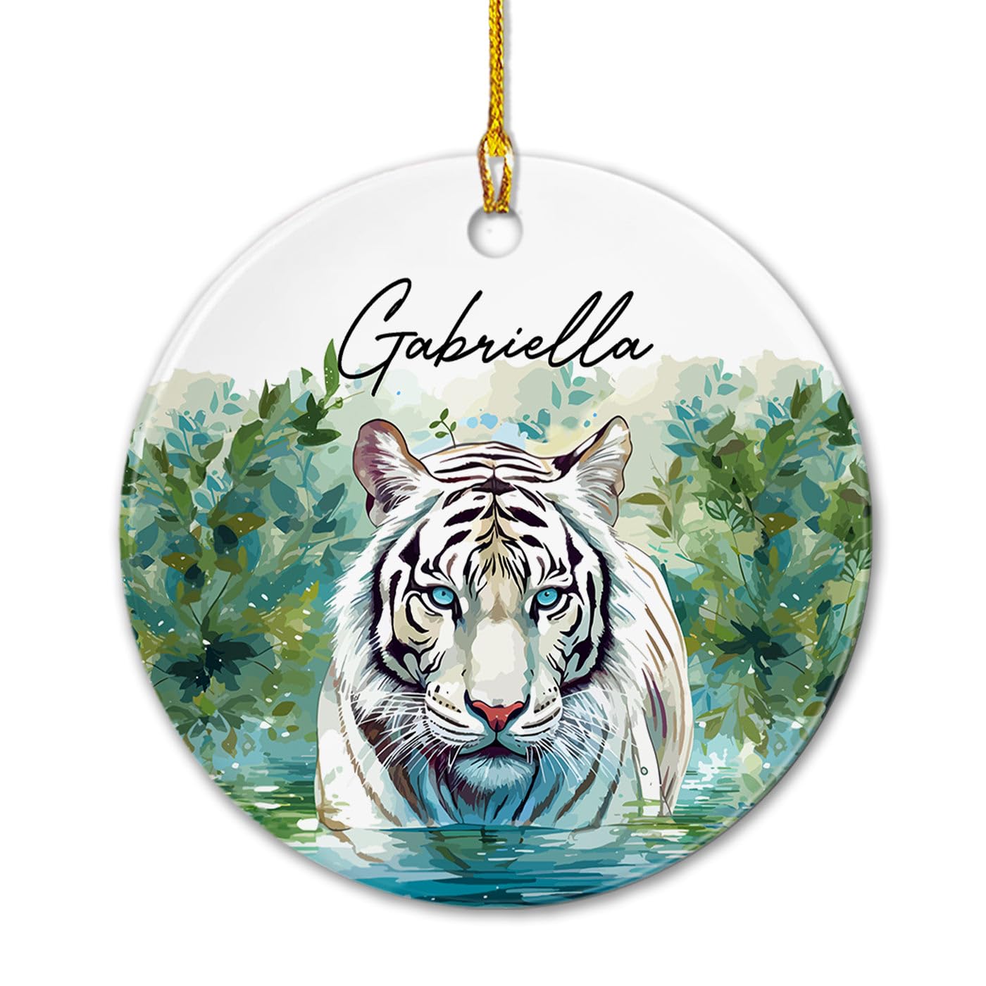 Personalized White Tiger Ceramic Ornament Xmas Tree, Unique Tigers Ornaments Christmas 2025, Custom Name White Tiger Lover Ceramic Ornament, Tigers Christmas Ornaments Gifts for Men Women