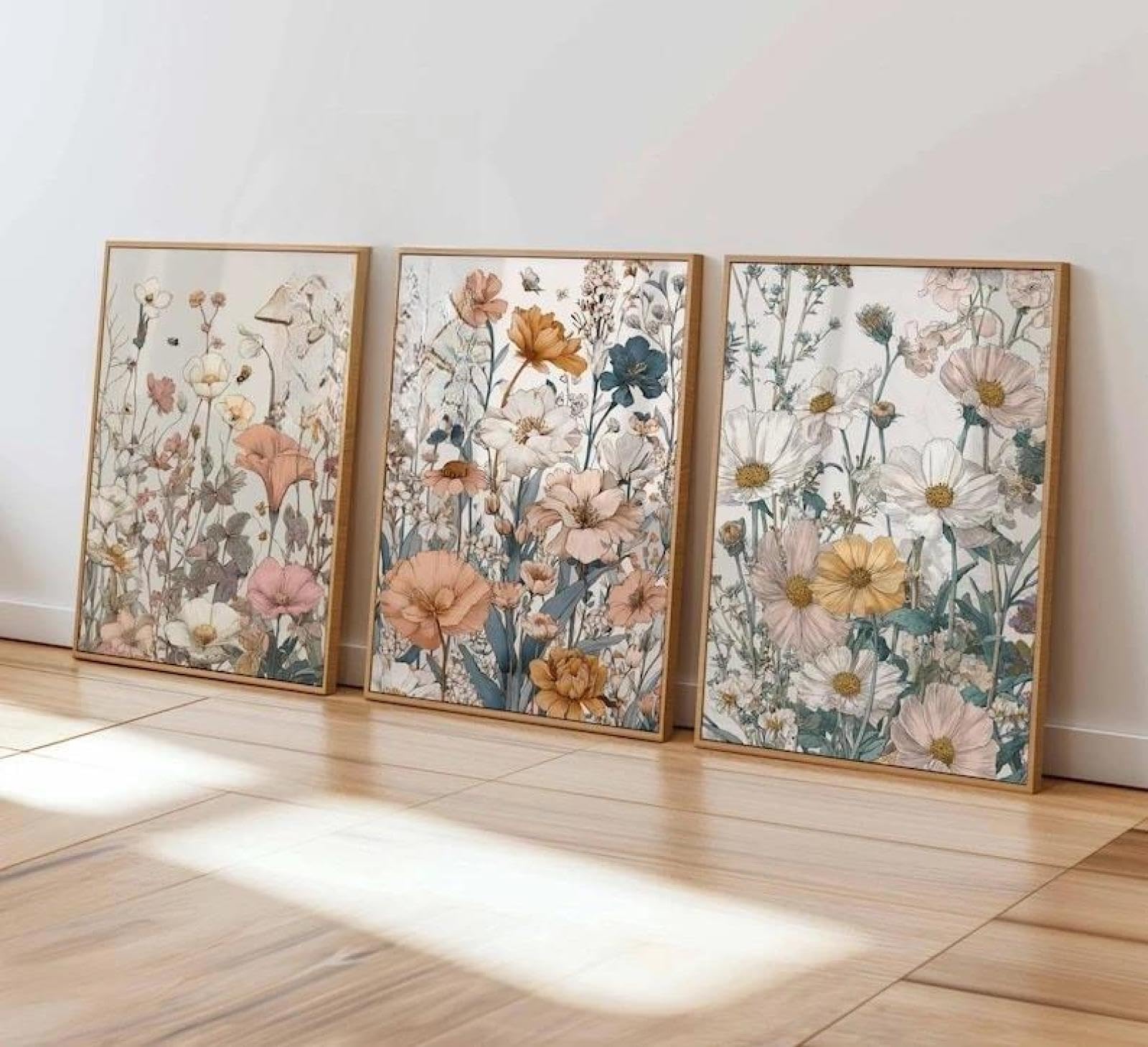 Baibexing Abstract Boho Floral Botanical Canvas Paintings Poster Prints Wall Art Picture Living Room Home Decor 50X70Cmx3Pcs Unframed