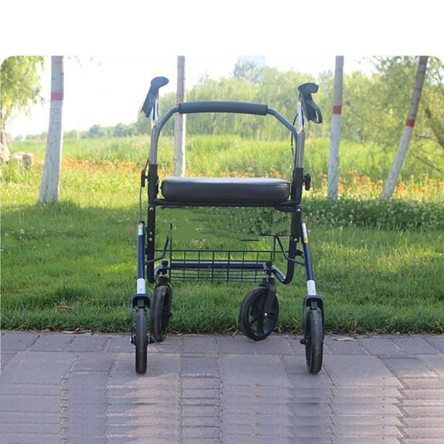 Silla portátil de movilidad – Carrito de viaje plegable para ancianos y personas mayores con asiento (ligero y ahorra espacio)