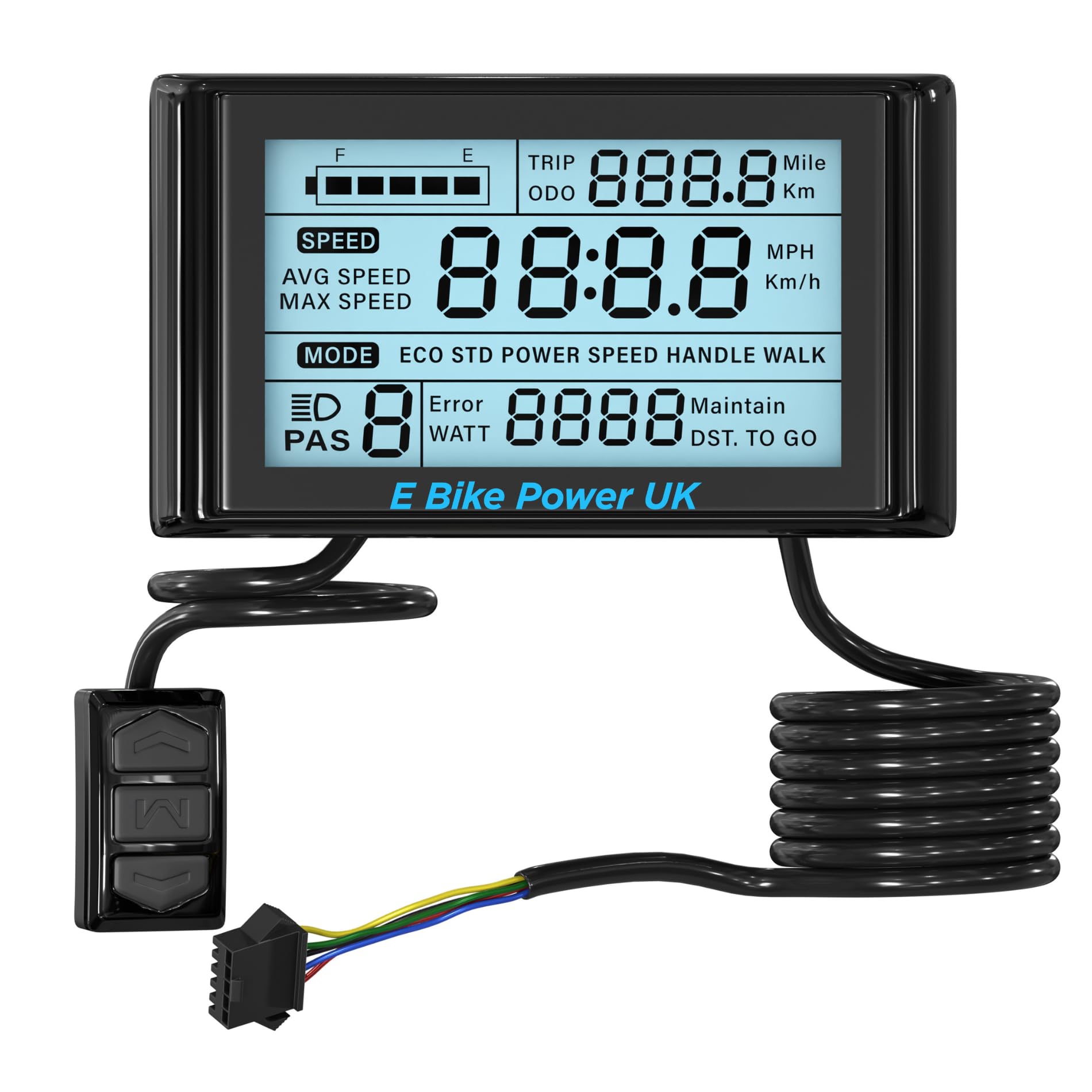 SW900 EBike Display 24V 36V 48V 60V 72V Electric Bicycle Screen Panel Speedo Speedometer LED 5 Pin Sine Wave