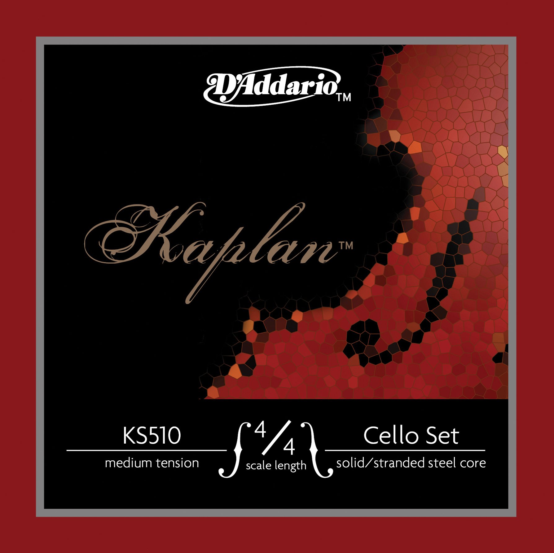 Cordes de violoncelle D'Addario Kaplan - Jeu complet - KS510 4/4H - Cordes de violoncelle - Échelle 4/4, Tension élevée