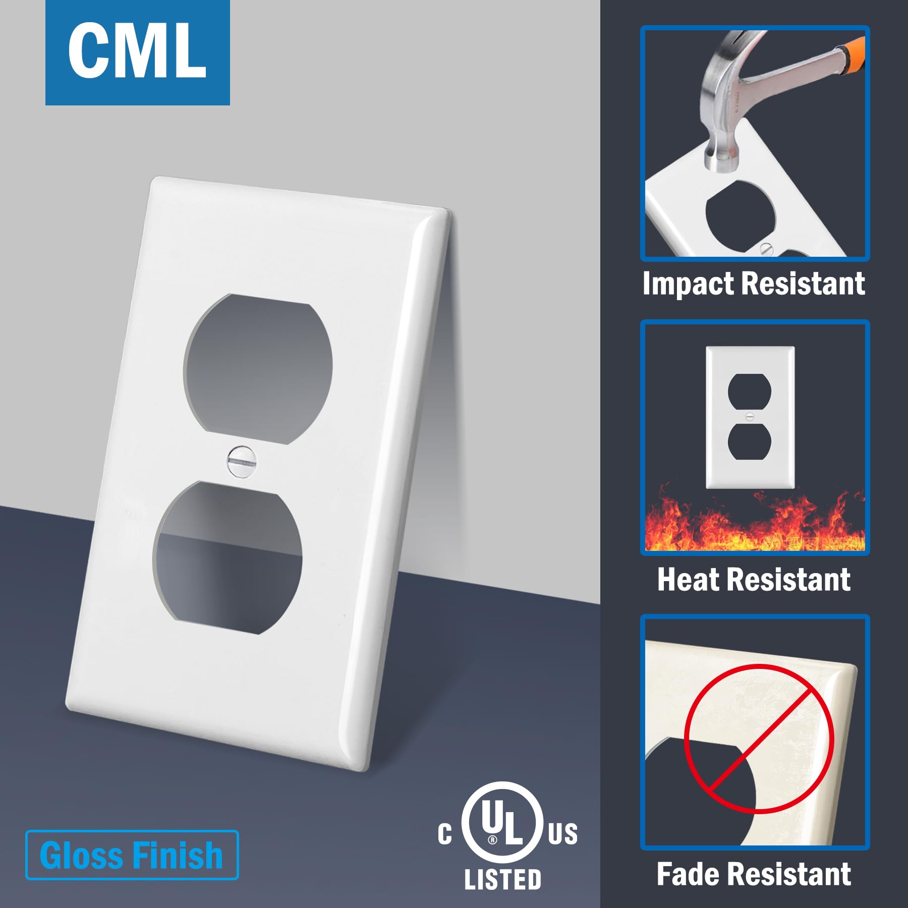 CML Outlet Covers - 50 Pack White Wall Plates -2 CML Outlet Covers - 50 Pack White Wall Plates -2