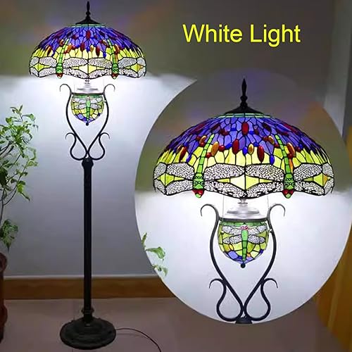 Miniatura 3 de Tiffany - Pantalla de repuesto para lámpara de vitral, solo 20 pulgadas, diseño de libélula, cuentas rojas y azules para lámpara de mesa, lámpara