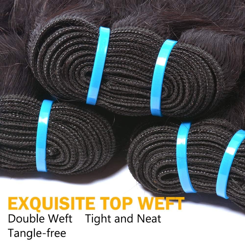 Water Wave Bundles Human Hair 26 28 30 Inch Deep Wave Bundles 12A Brazilian 100% Unprocessed Virgin Human Hair Wet and Wavy Bundles Double Weft Curly Weave 3 Bundles Natural Black - Image 4