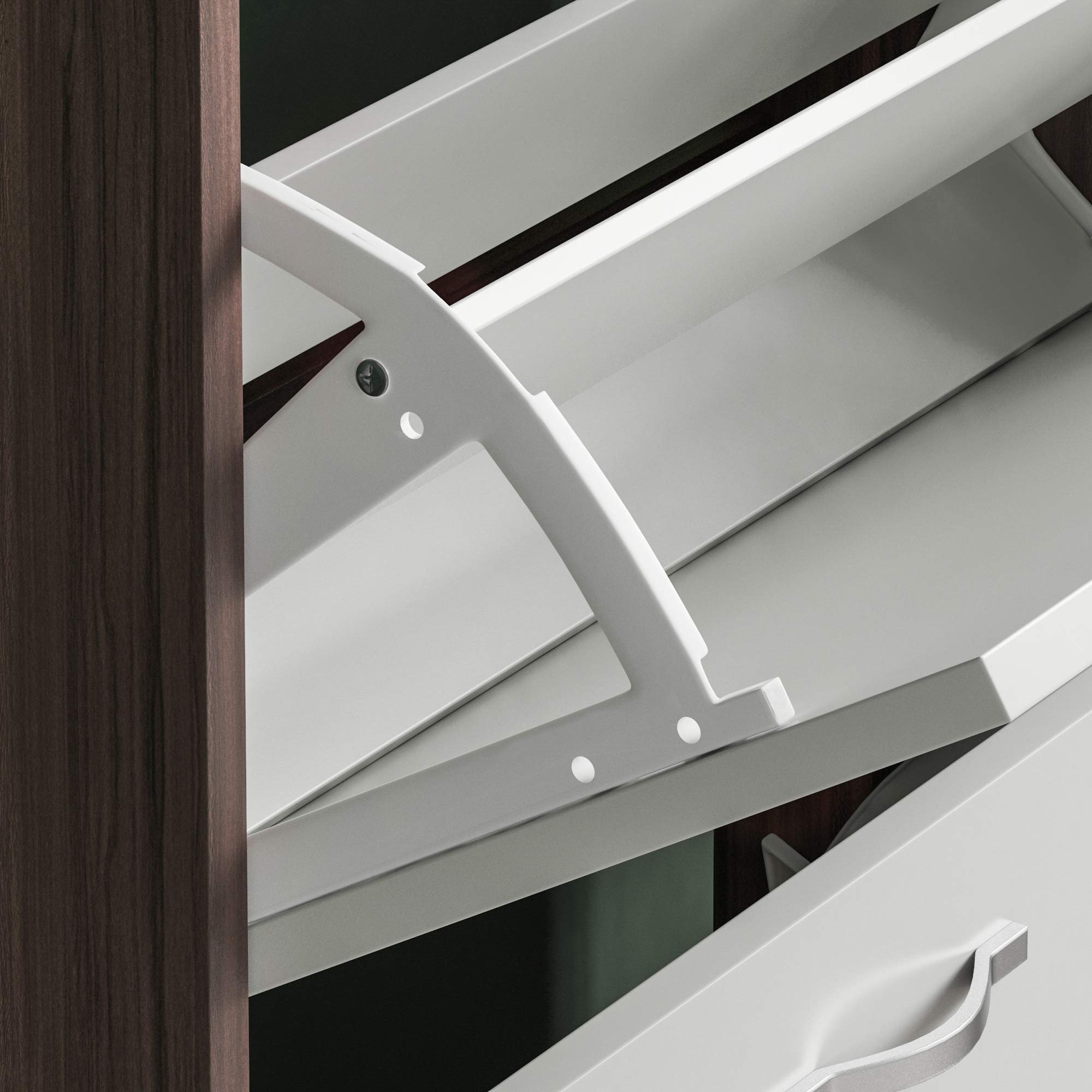 Scarpiera Con 2 Cassetti Vida Designs - In Legno, Colore Noce E Bianco, Per Ingresso O Corridoio, Risparmio Spazio