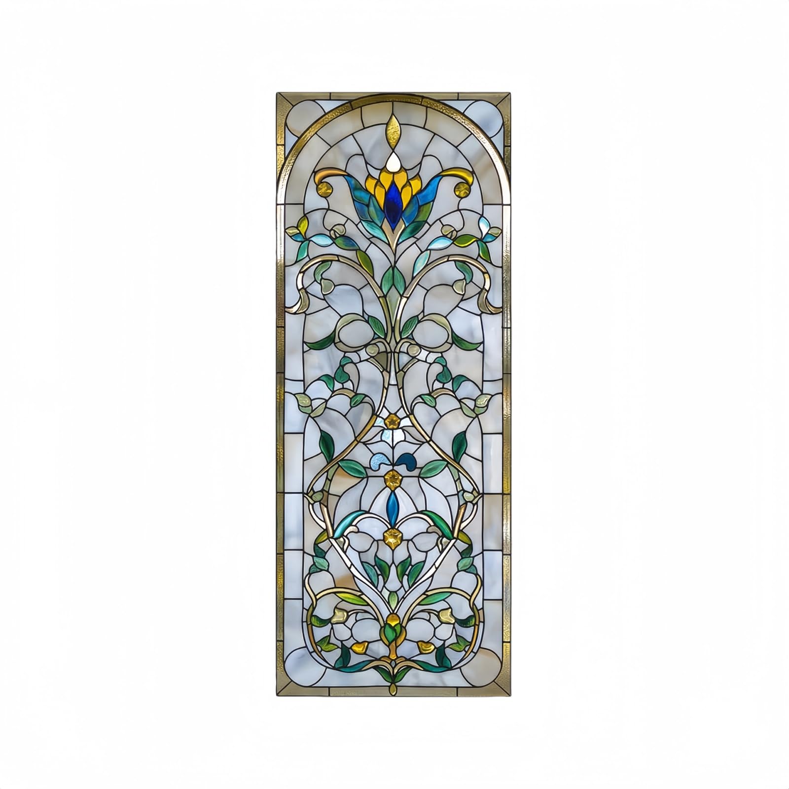 Window Film Privacy Stained Glass Self Adhesive Decorative Glass Film PVC UV Heat Blocking Film For Windows Waterproof For Bathroom Kitchen Office Balcony(50x100cm)