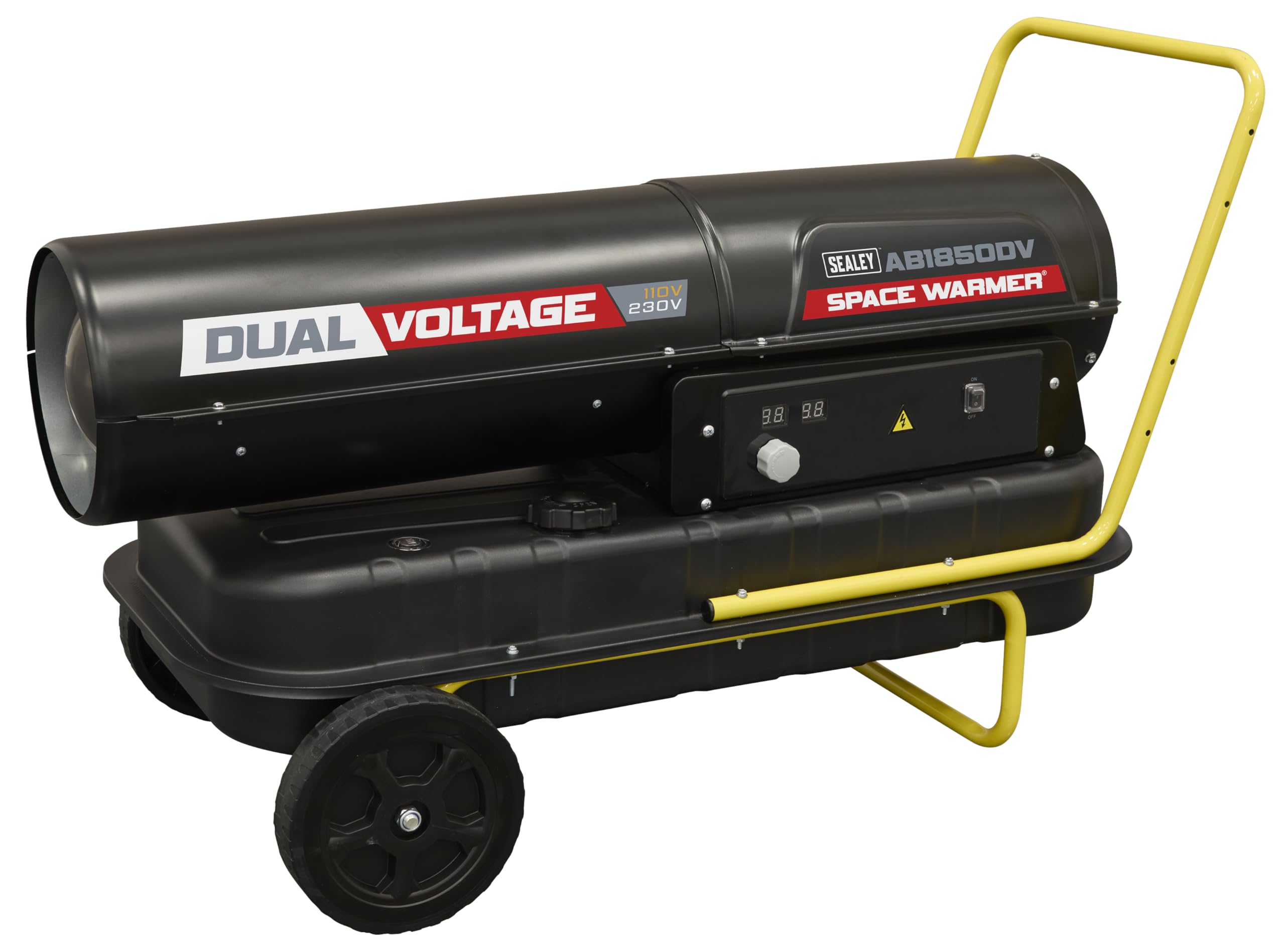 Sealey Dual Voltage Space Warmer Kerosene/Diesel Heater 185,000Btu/hr Space Warmer with Wheels – AB1850DV