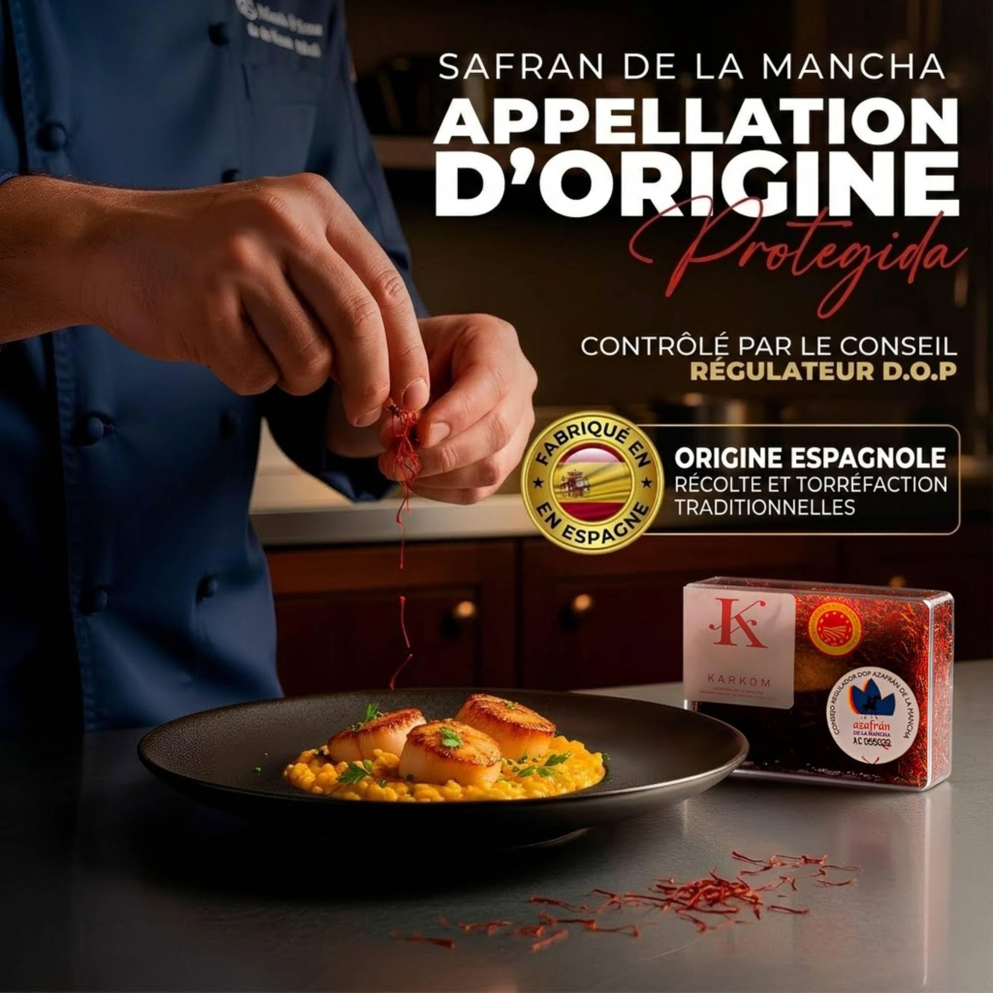 Safran en Filaments DOP, Safran Premium 100% Naturel, Safran en Filaments pour Paella Élaboré de Manière Traditionnelle, Épice pour Cuisiner, Filaments de Safran de Qualité Supérieure (4 gr)