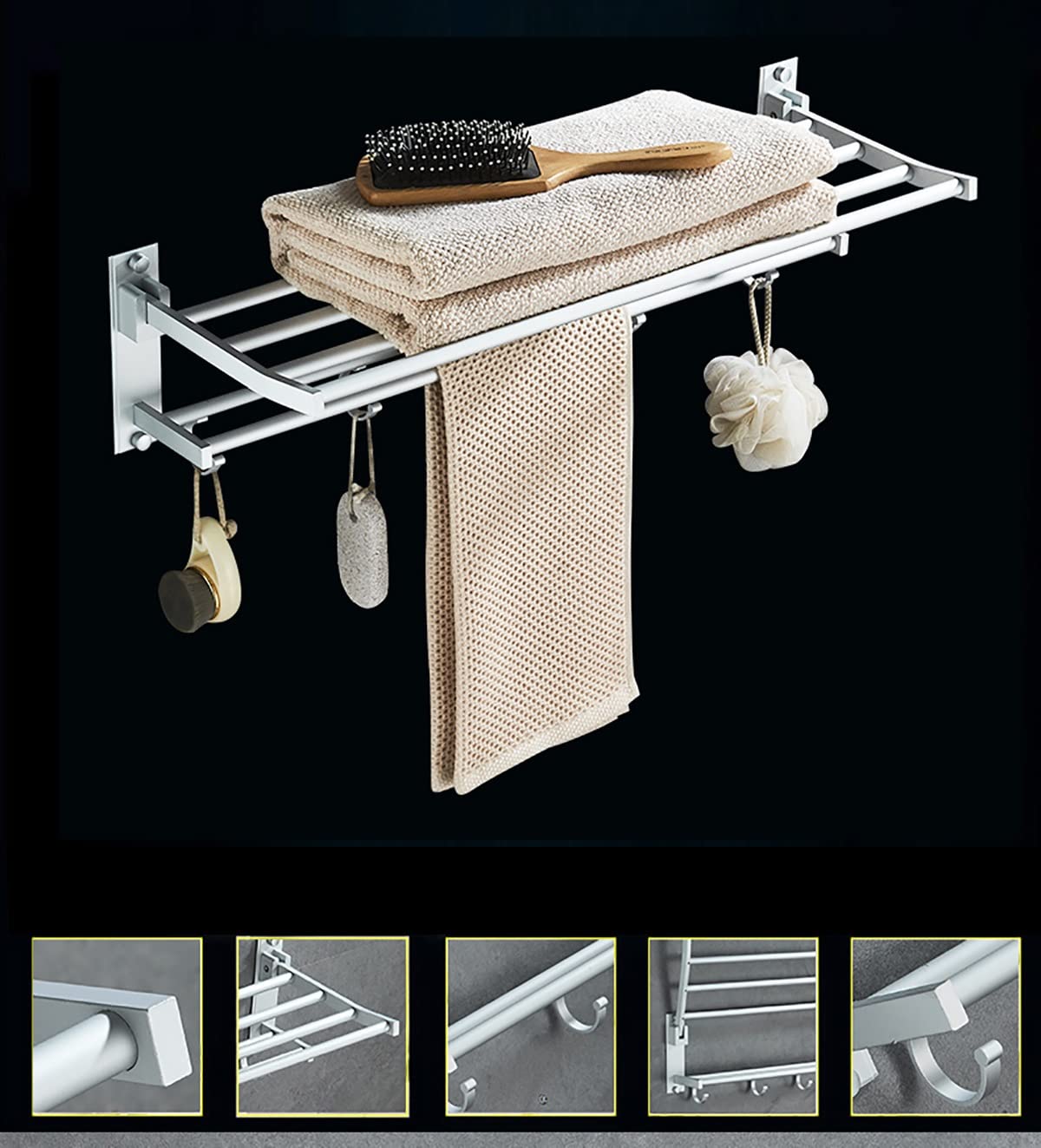 ステンレス 耐腐食ダブルタオルラック マットブラック 2層 2層 マットブラック 耐腐食ダブルタオルラック ステンレス