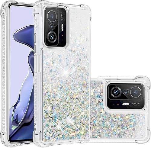 Funda brillante con purpurina para Xiaomi 11T 5G, 11T Pro 5G, funda de arena movediza de silicona suave líquida TPU a prueba de golpes, funda
