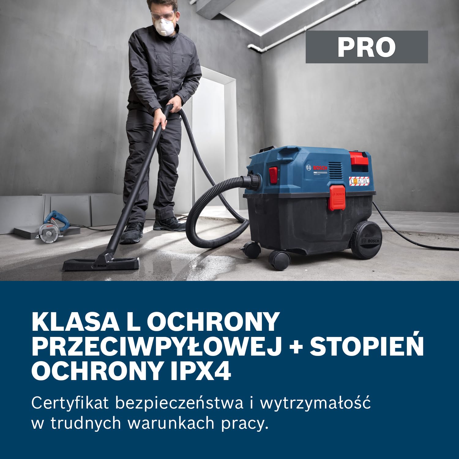 Bosch PRO Sieciowy odkurzacz do pracy na sucho i mokro GAS12-25LS (rury plastikowe, płaski filtr fałdowany, wąż odsysający 3,5 m, 3 x dysze, worek włókninowy, uniwersalny adapter)