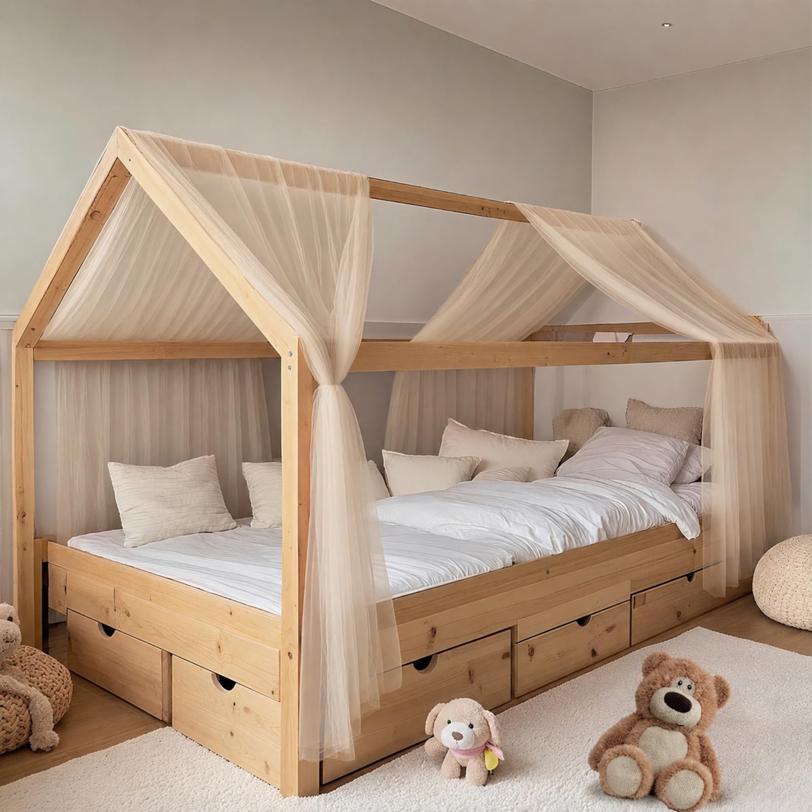 Housse de couette 67x270 cm beige clair en lot de 2 pour la décoration de lit