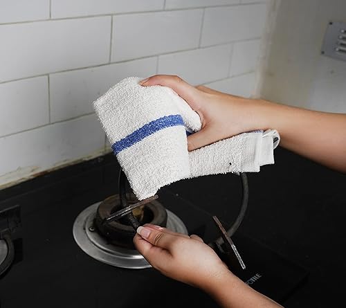 Miniatura 7 de Juego de 24 trapos de cocina de 16 x 19 pulgadas, multiusos, para el hogar, restaurante y limpieza, juego de paños absorbentes blancos, juego de