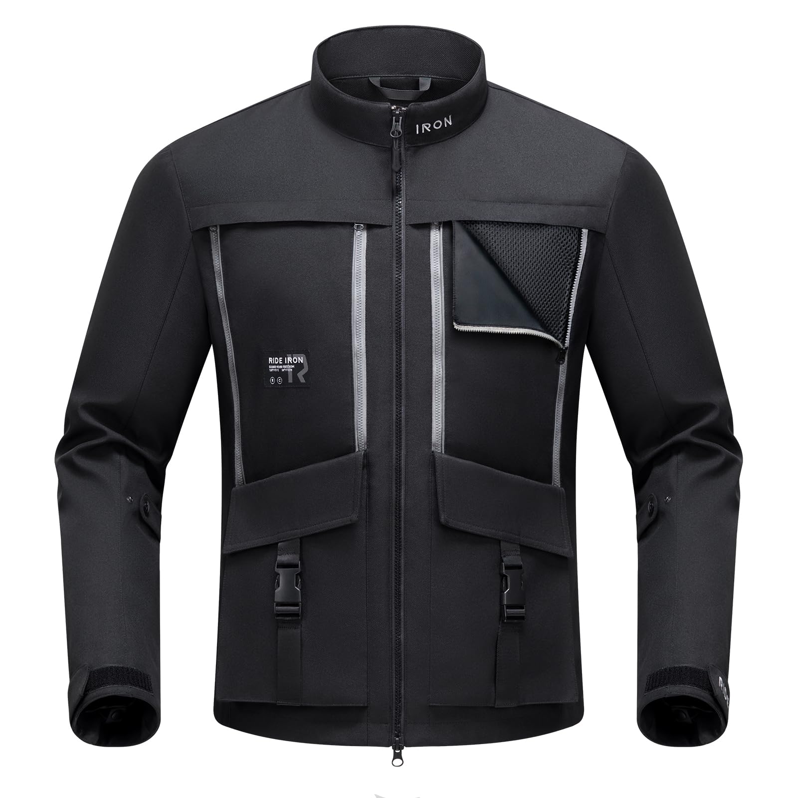 RIDEIRON Chaqueta de motorista para hombre, tejido de malla transpirable para todas las estaciones, con almohadillas para hombros y codos, forro interior extraíble, protector de motocicleta resistente
