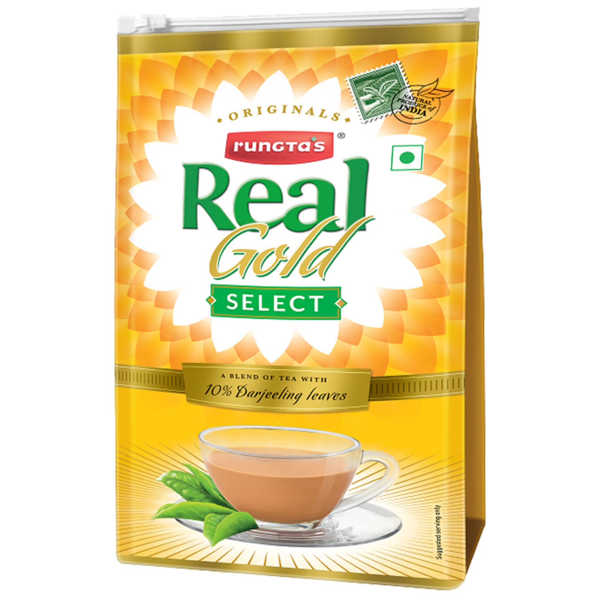 Rungtas Real Gold Select Darjeeling Tea 500g | Premium Blend of Fresh Kadak Chai | 100% Natural Indian Ctc Tea | Darjeeling Premium Black Long Leaf