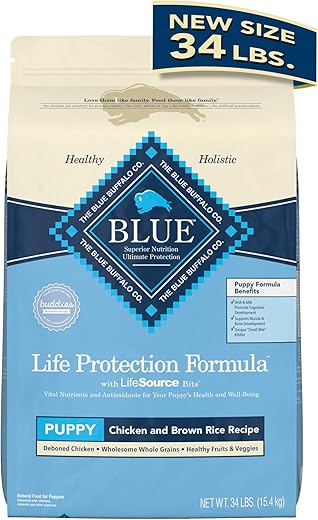 Blue Buffalo Life Protection Formula Natural Puppy Dry Dog Food, Chicken and Brown Rice 34-lb