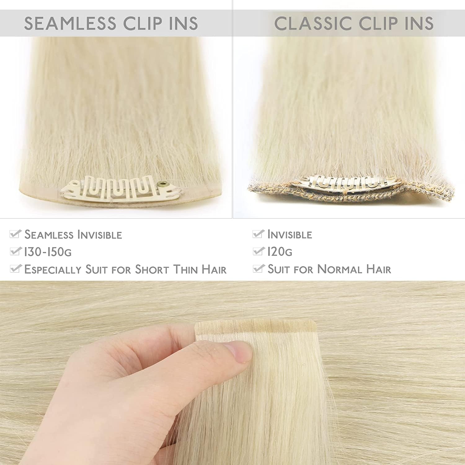 WENNALIFE Clip in Hair Extensions Human Hair 16 Inch 120g 7pcs Dark Brown Hair Extensions Clip in for Women Real Human Hair Double Weft Rallonge Cheveux Humain Extension Real Hair Extensions — view 165
