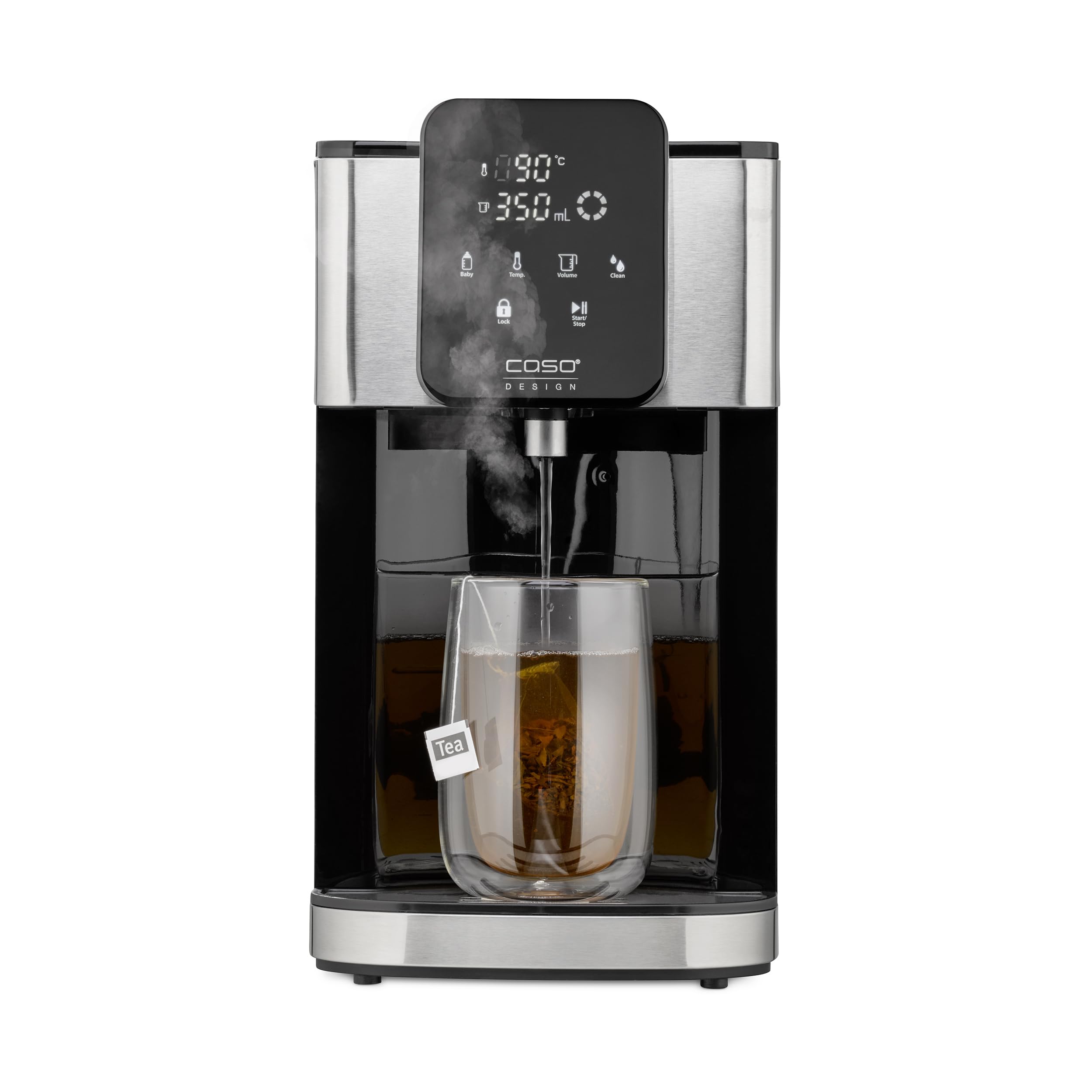 CASO HW 1660 - Turbo Heisswasserspender, heißes Wasser in wenigen Sekunden (40-100°C), 2600 Watt, extra großer 4 Liter Wassertank, Direktwahltaste für Babynahrung (37°C), energiesparend