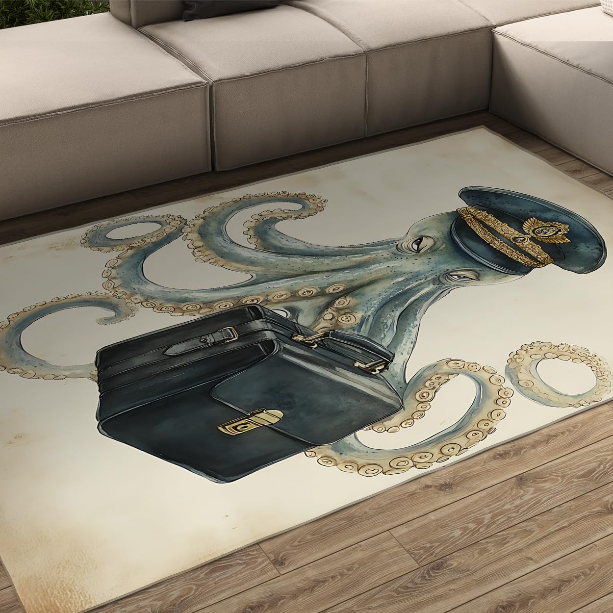 Tapis pieuvre grand format pour créer un coin lecture doux dans le bureau