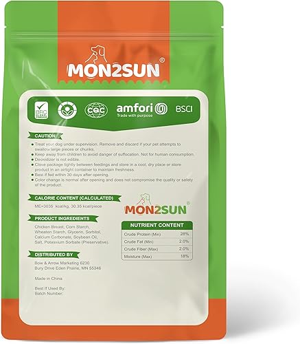 Miniatura 8 de MON2SUN Golosinas para perros, huesos de calcio envueltos en pollo sin cuero crudo, golosinas de entrenamiento de 2.3 pulgadas para limpieza de