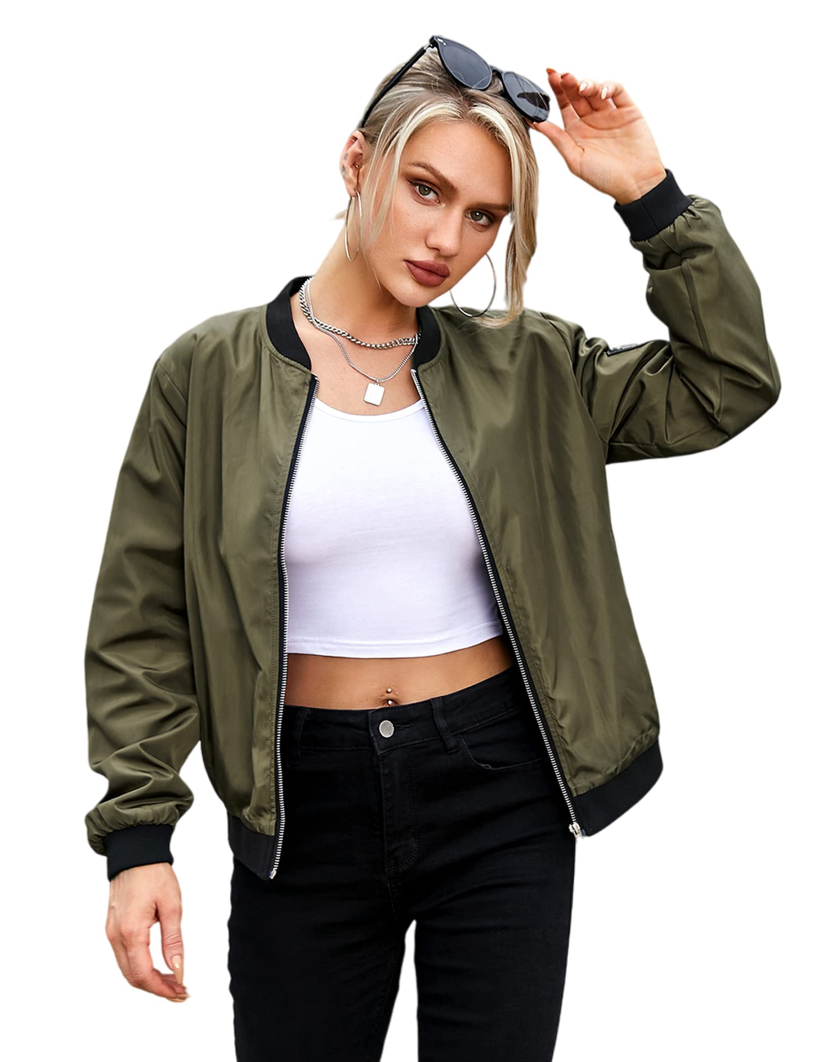 ZeagooWomens Classic Quilted Jacket Short Bomber Jacket Coat