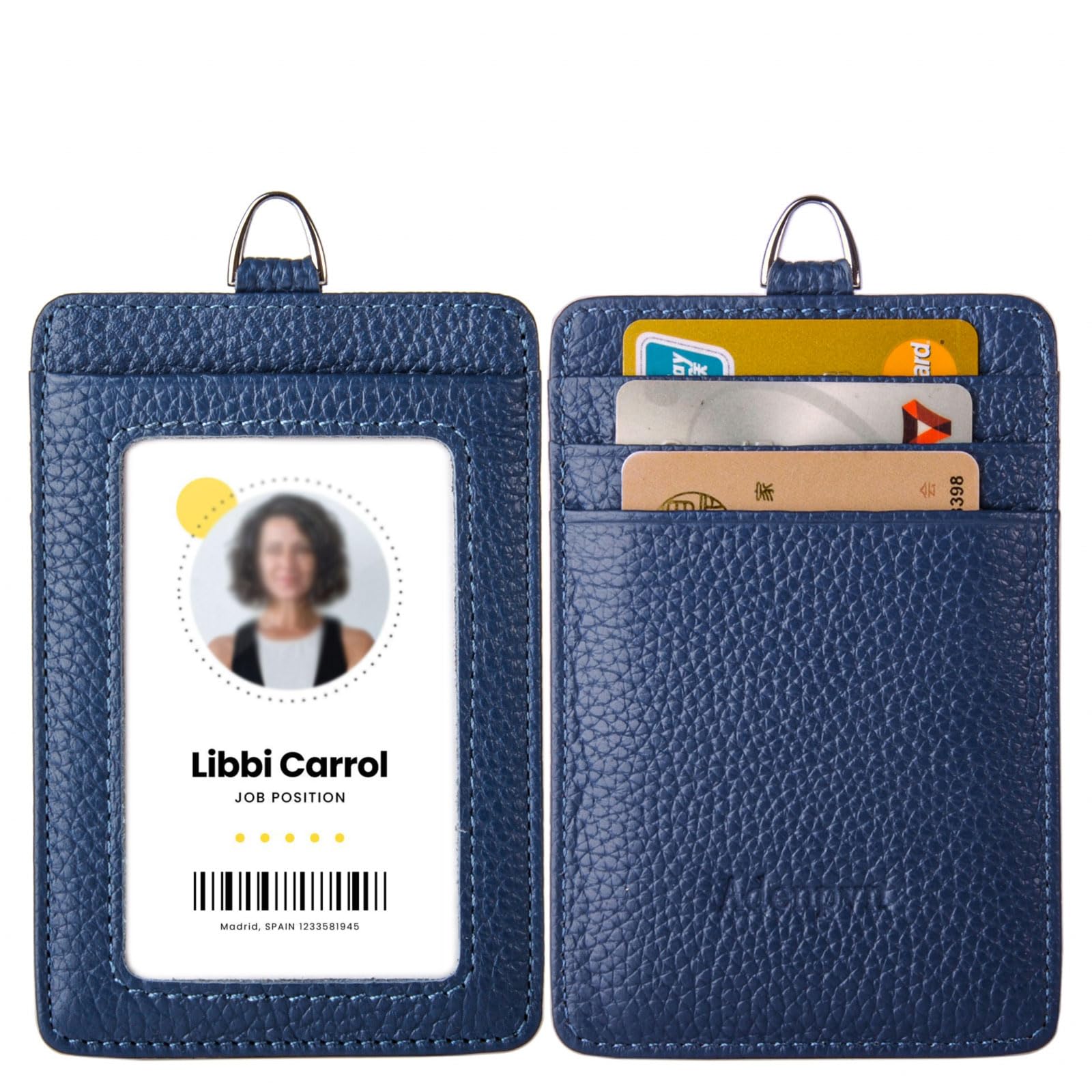 Amazon.com : Genuine Leather id Badge Holder with Lanyard