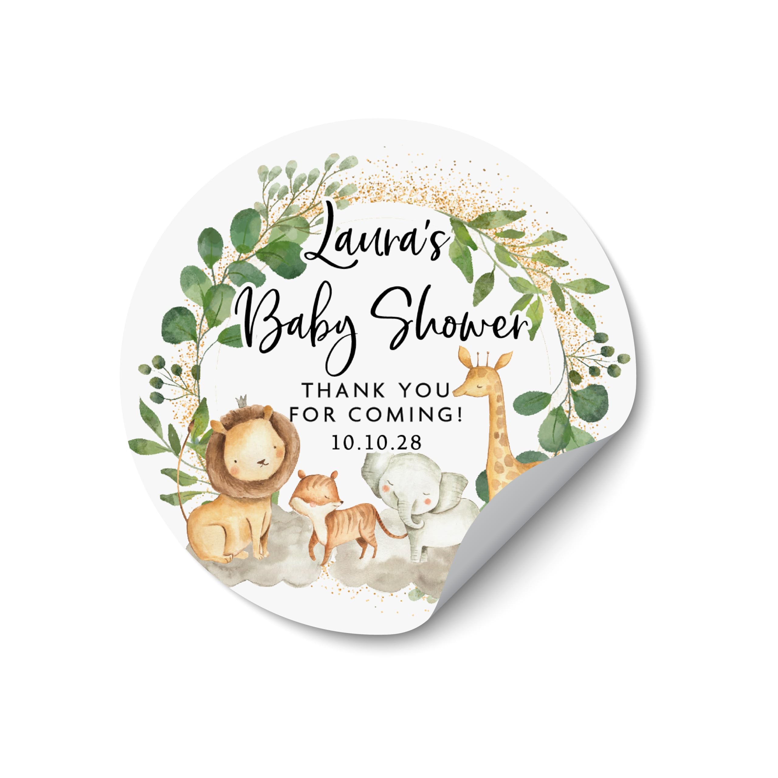 Safari Baby Shower Labels, Custom Baby Shower Stickers, Animal Print Shower Tags, Personalized Party Favor Stickers, Labels for Welcome Bags - BS32