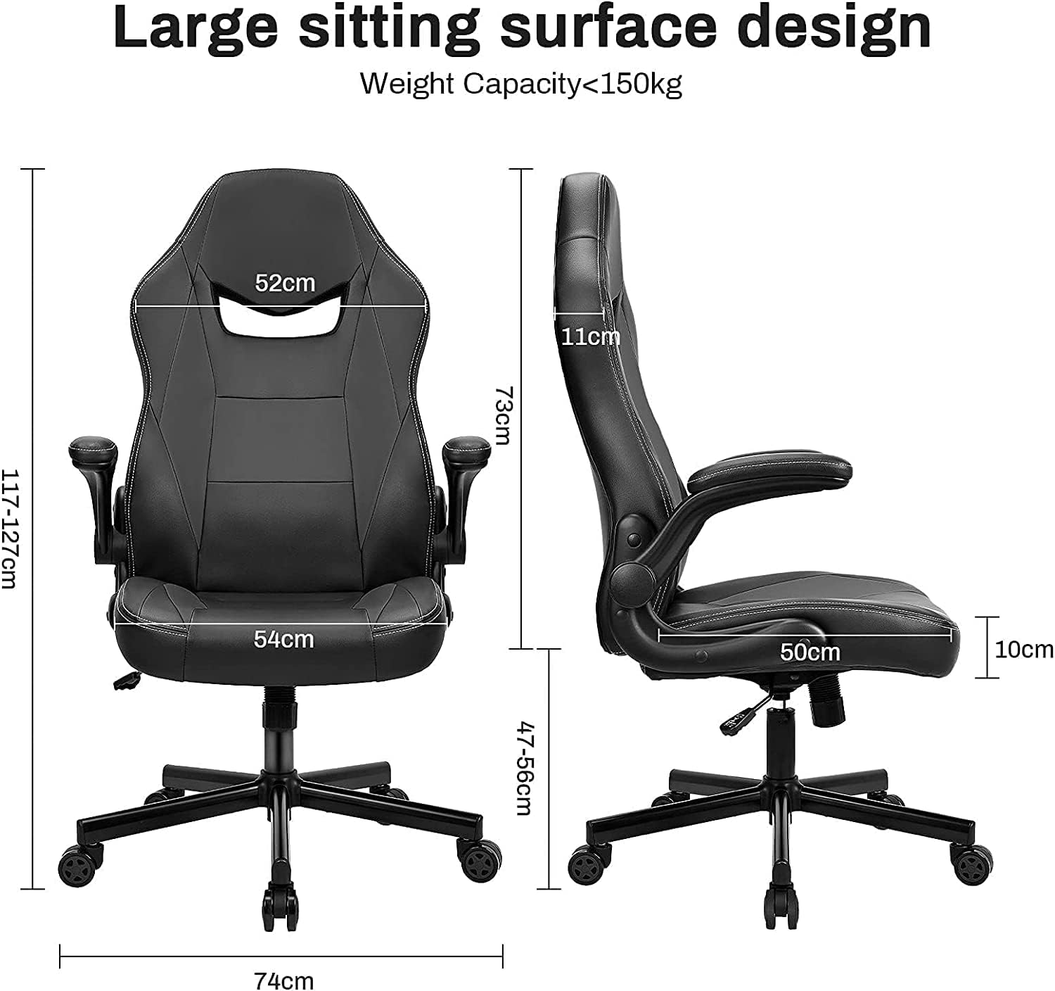 Detailed dimensions of the BASETBL Gaming Office Chair