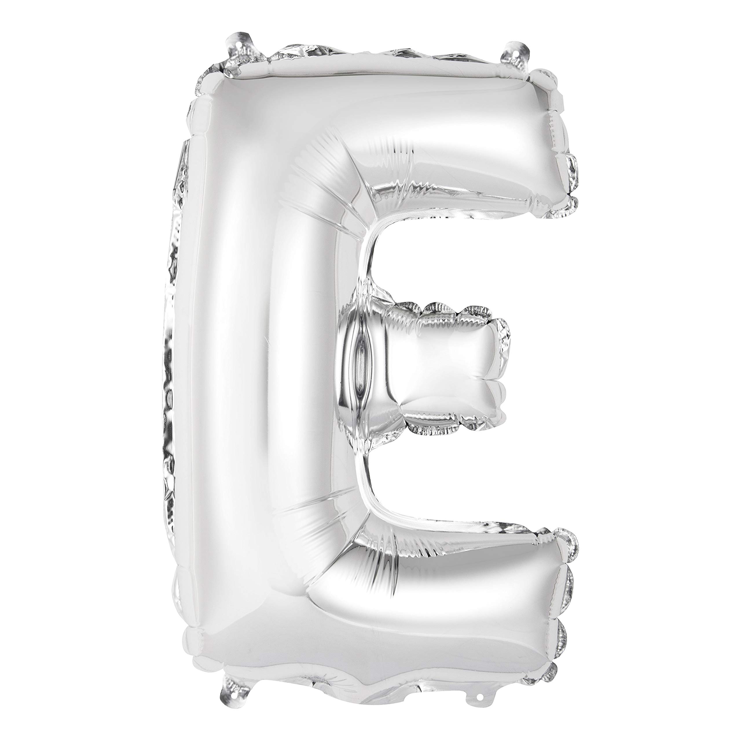 E - Shaped Silver Foil Balloon (35cm) - Stylish Party Decor for Birthdays, Anniversaries & Celebrations - 1 Pc
