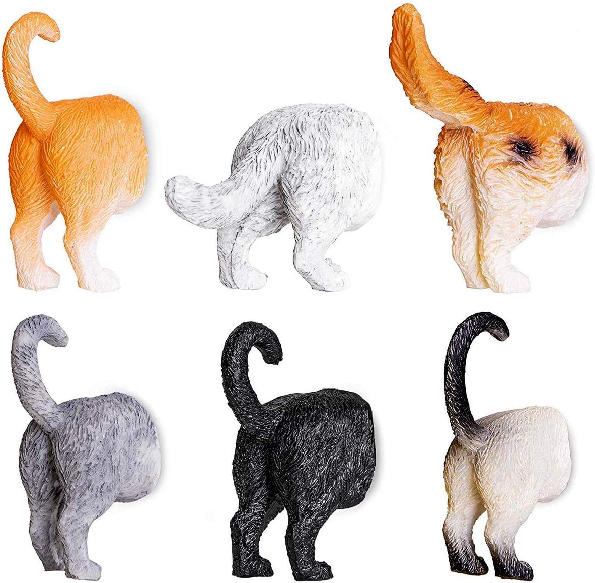 Dawpet Cat Butt Magnets for Refrigerator – Cute Things for Cat Lovers – Practical Fridge Decorations – Funny Present for Kitty Moms and Cats Ladies – Set of 6 Magnet Decorations for Office and Home (6 Cats)