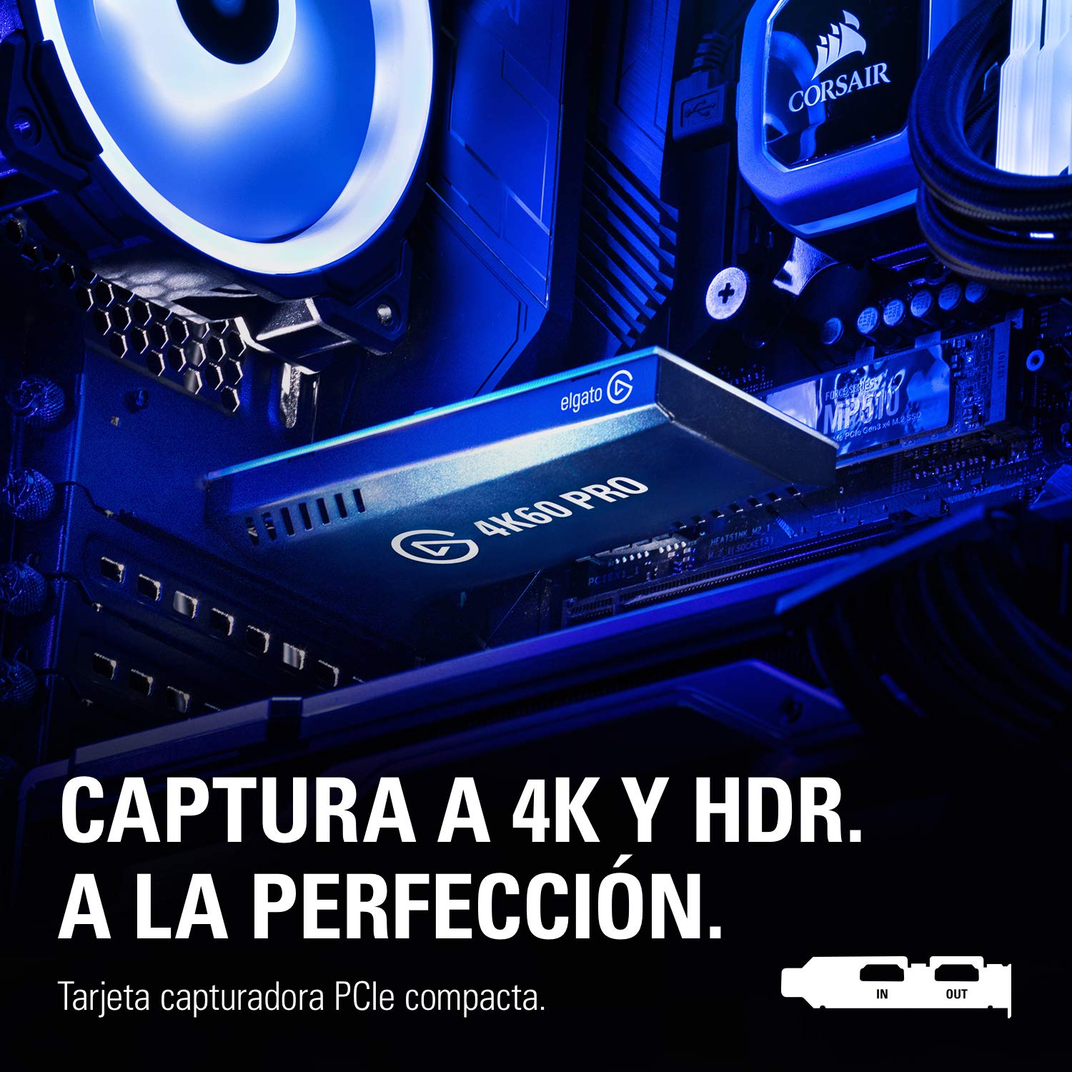 Corsair Game Capture 4K60 Pro MK.2 - Captura y traspaso de señal a 4K 60FPS HDR Captura, PCI x4 (Interno), Tecnología Visualización Instantánea de latencia ultrabaja